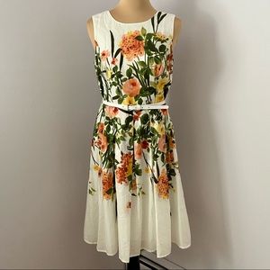 Tommy Hilfiger Floral Rose Print Belted Fit & Flare Dress Size 4
